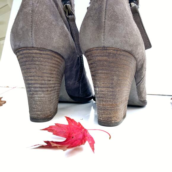 Paul Green Ruched Suede Booties in Taupe — Soft Leather Neutral with City Polish - Picture 6 of 16